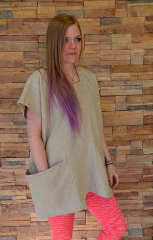 Oversized Tunic Top with Asymmetric Tuck Details