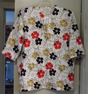 Custom Black, White, Red Floral Tunic Top Almost Finished!