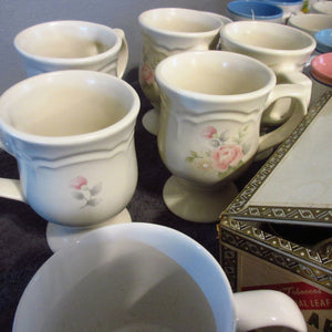 pfaltzgraff tea rose pedestal mugs