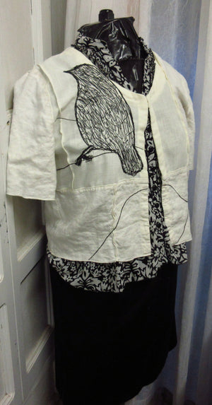 Embroidered Linen Bird Jacket From Keepsake Napkins