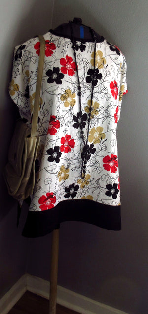Red, White, Black, Khaki Tunic Top