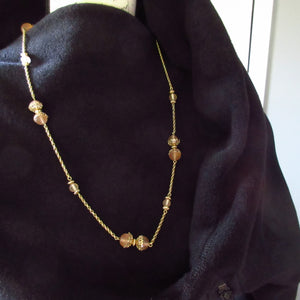 Liz Clayborne Gold Tone Necklace with Pink Beads