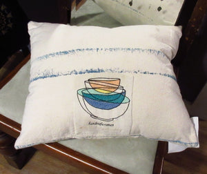 Aqua Multi Embroidered Drop Cloth Pillow 5402