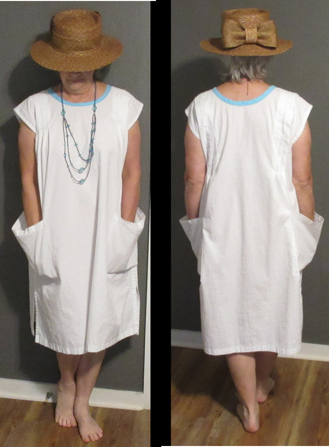 White Cotton Dress With Pleated Bodice 5637 By CS Murphy