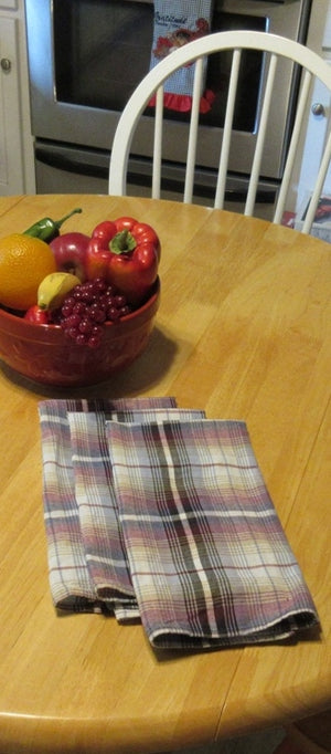 Purple Plaid Towels-Set Of 3
