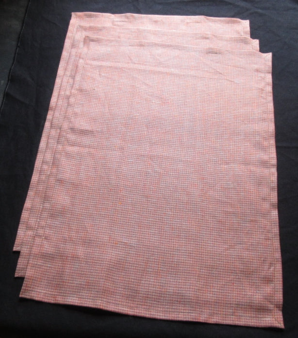 Rust Plaid Linen Towels-Set Of 3