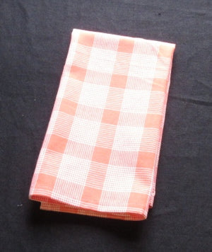 Orange Plaid Cotton Towels-Set Of 4