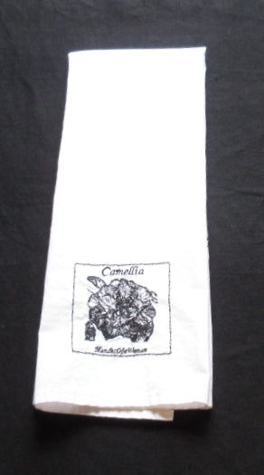 Black And White Camellia Towels 5769-Set Of 2