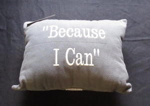 "Because I Can" Grey Linen Pillow 5785