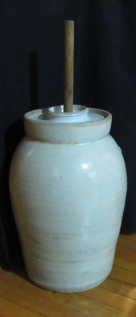 Crockery Butter Churn With Dasher And Lid