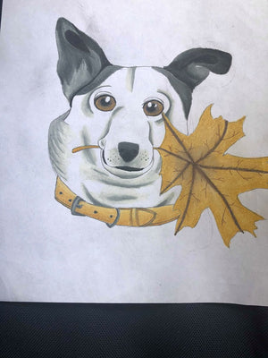 Dog With Leaf Add-On Embroidery Design