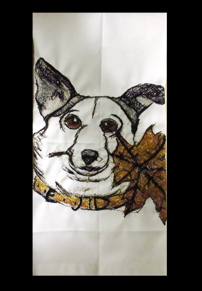 Dog With Leaf Add-On Embroidery Design