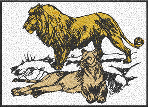 Lions on Rocks Add-On Embroidery Design