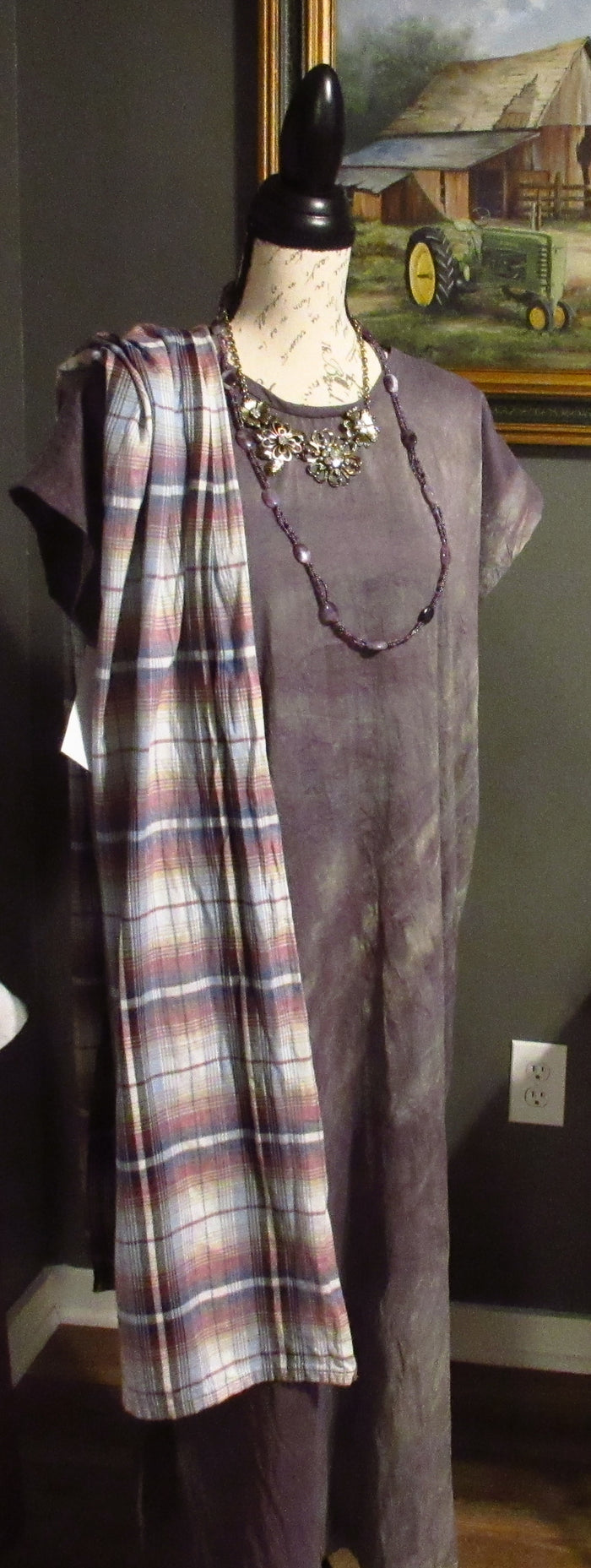 Purple Plaid Scarf Or Table Runner