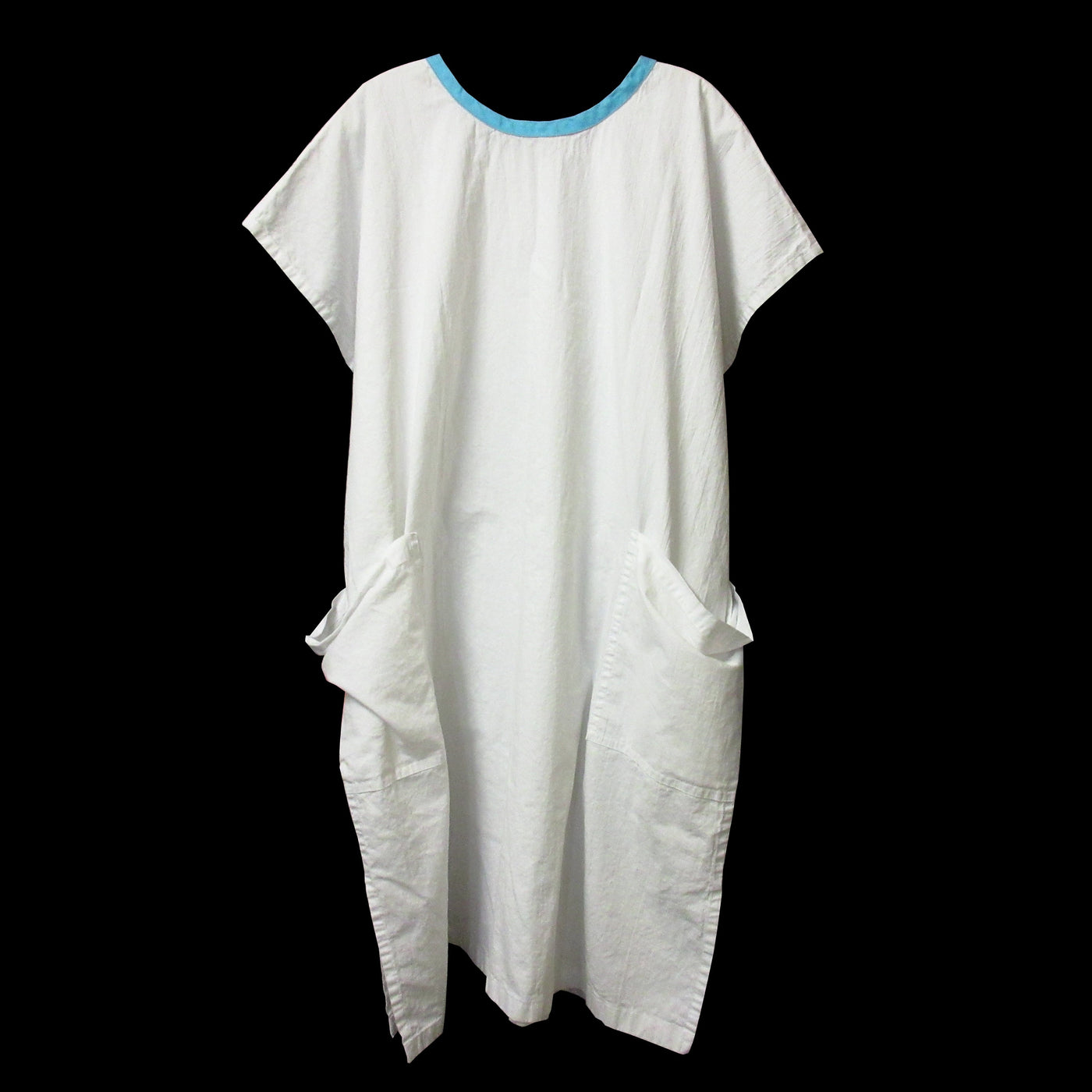Oversized White Cotton Dress Made In USA Handes of a Woman