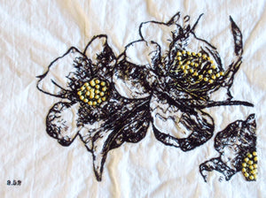 Medium Camellia Towel in Black, White, Yellow