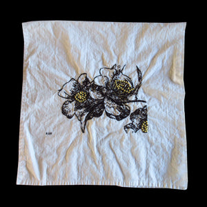 Medium Camellia Towel in Black, White, Yellow