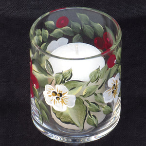 Hand Painted Floral Candle Holder