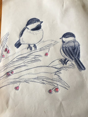 Chickadees Embroidered Cotton Towel