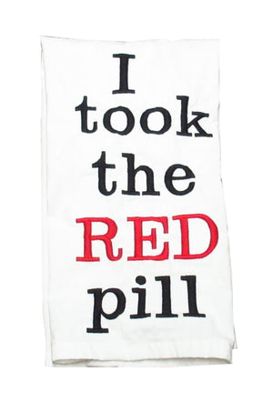 I Took the Red Pill Embroidered Cotton Towel
