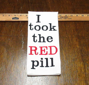 I Took the Red Pill Embroidered Cotton Towel