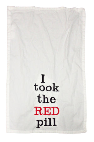 I Took the Red Pill Embroidered Cotton Towel