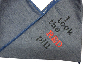 I Took The RED Pill Large Denim Market Bag