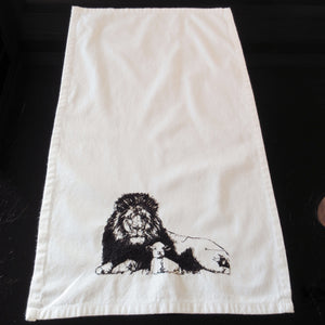 Lion and Lamb Embroidered Cotton Towel