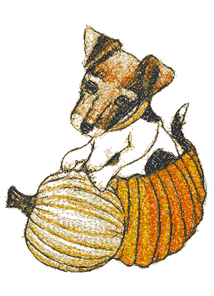 Puppy In Pumpkin Add-On Embroidery Design